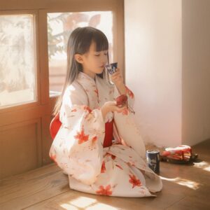 Kimono trẻ em đỏ cho thuê